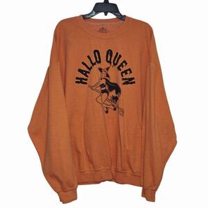 Creamy‎ Orange Hallow Queen Oversized Crew Neck Halloween Sweatshirt Size XL